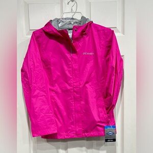 Columbia Girls Medium Arcadia Jacket Pink Hood Mesh Lining Waterproof NWT